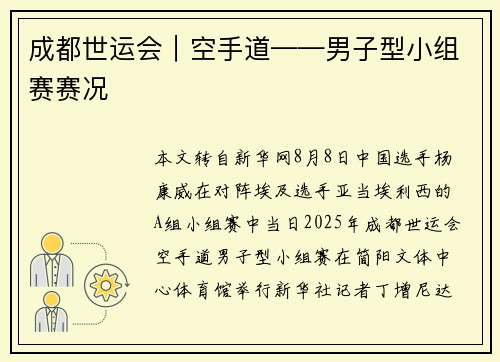 成都世运会｜空手道——男子型小组赛赛况